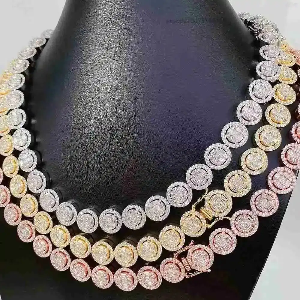 

2024 New Hop Iced Out 13mm Diamond Gold Plated S925/925 Sterling Sliver Moissanite Cuban Link Chain 20 Inches Necklace