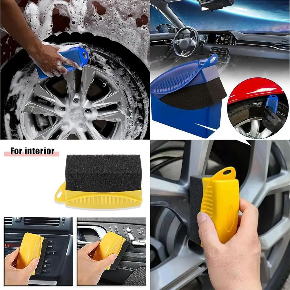 Car Tire Wax Polishing Wear-resistant Sponge Car Paint Surface Interior Cleaning Sponge Waxing Care Thickened Sponge Block