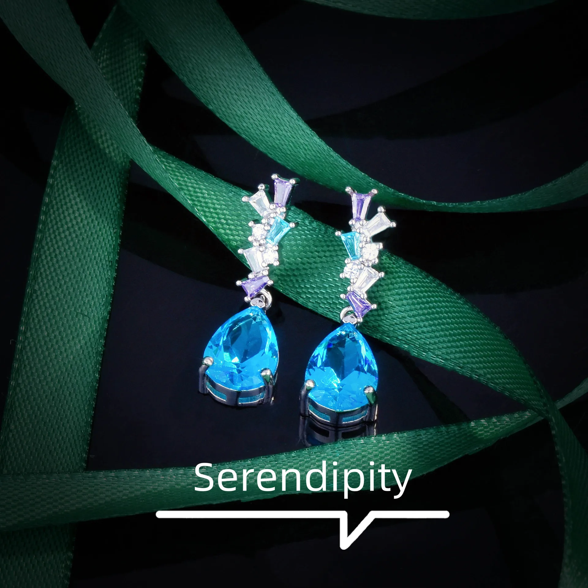 Foydjew Temperament Elegant Simulated Aquamarine Santa Maria Topaz Blue Gemstone Earrings Long Dangle Earring For Women