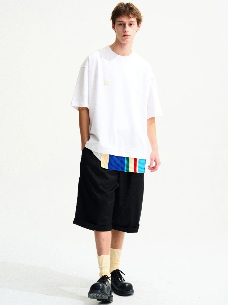 

EINETAL Loose Fit ort Sve round Ne Knitted Sweater Color Blo T-irt Casual Summer Faion for Young Men