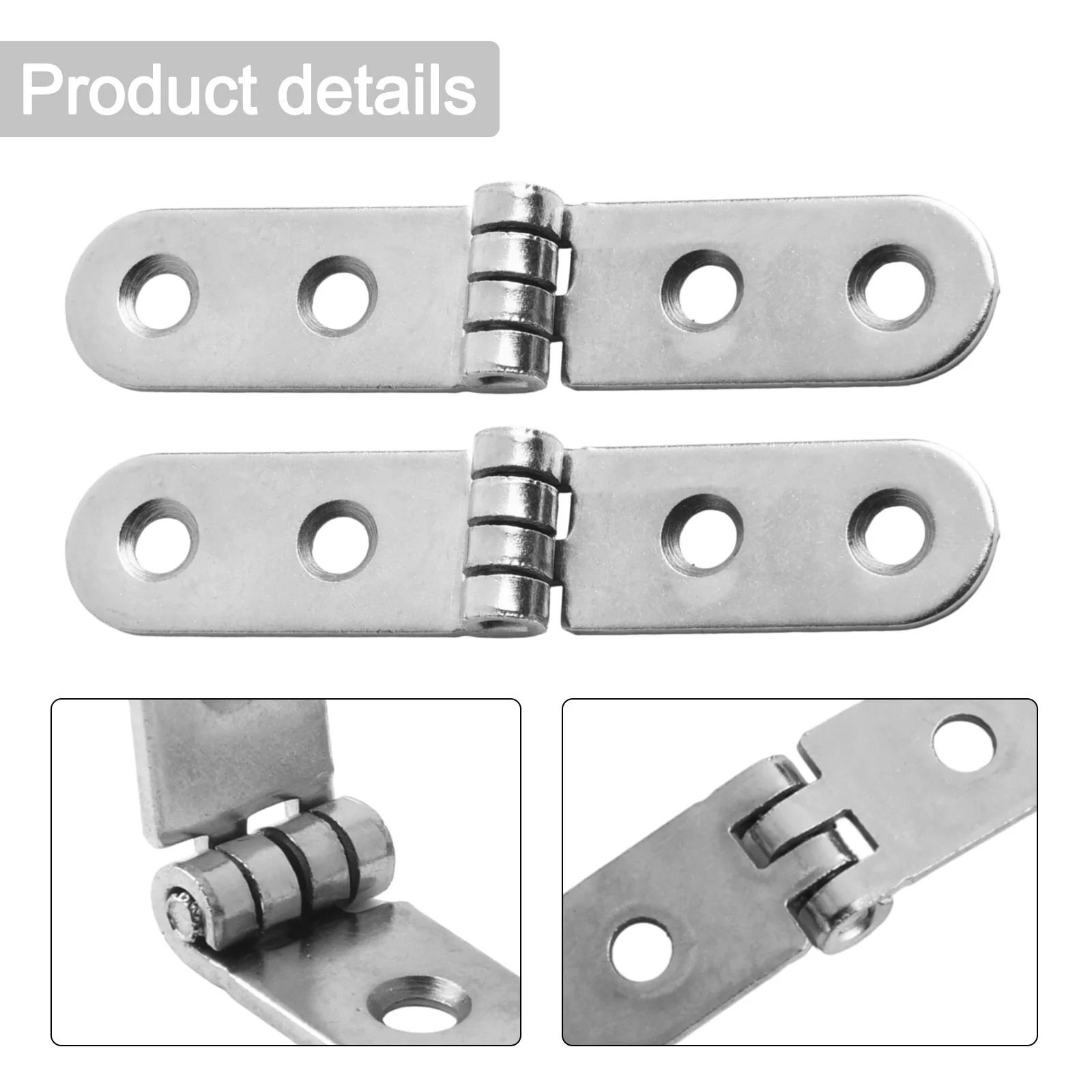 Brand New High Quality Foldable Hinges Wear-resistant Iron Rust-resistant Silver Versatile Usage 2 PCS 76x15x2mm