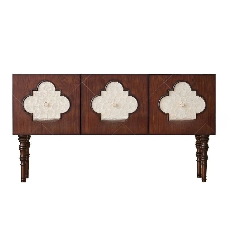 

French retro entrance cabinet, solid wood four-leaf clover, antique storage cabinet in the entrance hall of the chest cabinet