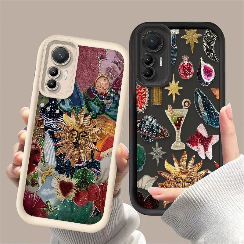 Retro Art Sun Planet Cocktail TPU Case for Xiaomi 14T 13T 12T 11T 13 12 11 Lite 5G NE POCO X6 X5 F6 F5 F3 X4 GT X3 NFC M6 Pro 4G