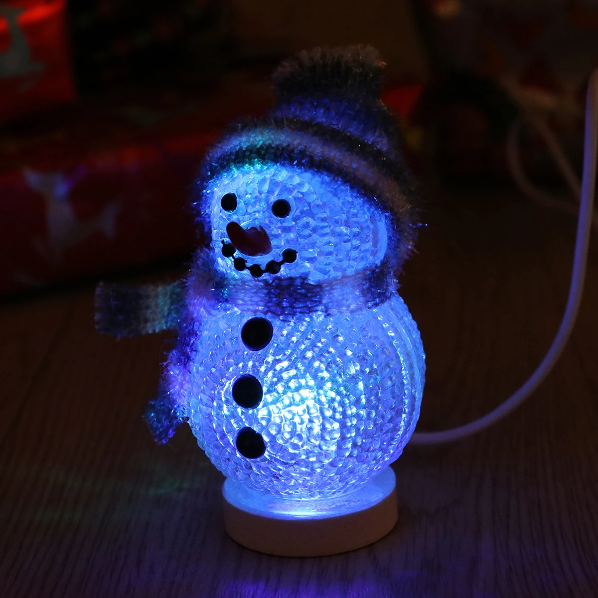 

2 Pcs Snowman Christmas Ornament Glowing Night Light Blue Decor up Small Xmas Lights Indoor