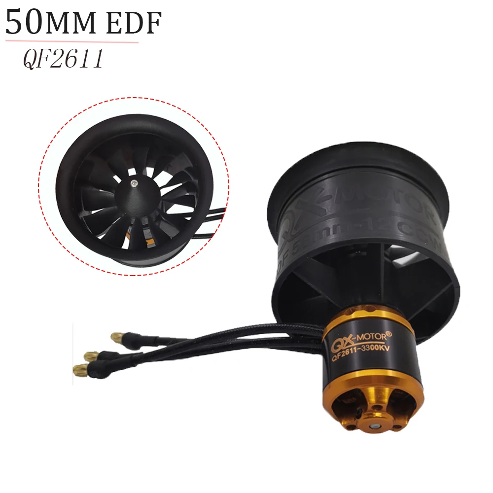 QX-MOTOR 3s/4s 50mm EDF 12 blades Ducted Fan CW CCW with QF2611 3300/4000/4600/5000kv Brushless motor For RC Airplane