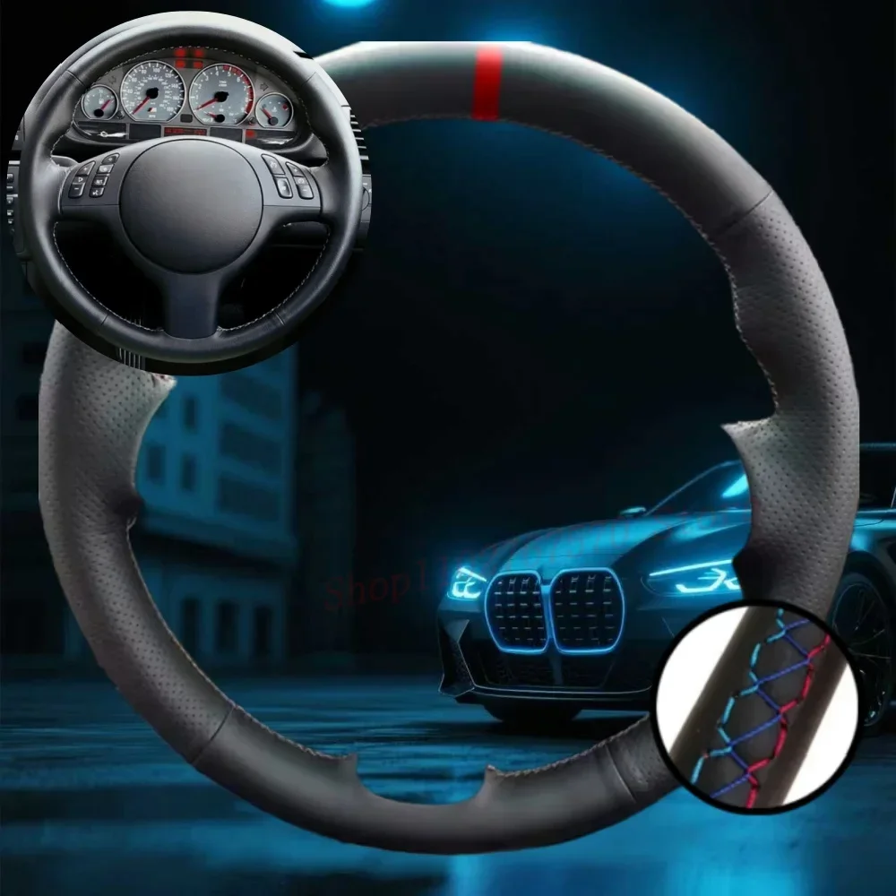 Customized Car Steering Wheel Braiding Cover For BMW M Sport E46 330i 330Ci E39 540i Car Accessories Hand-sewn Steering Wrap