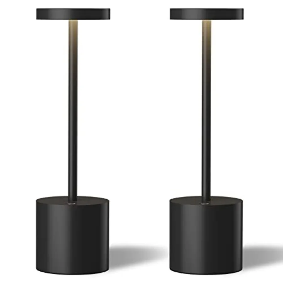

LED Cordless Table Lamps Set of 2, Portable Rechargeable 5000mAh Outdoor Table Lamp, 3 Color Stepless Dimming Battery Powered L