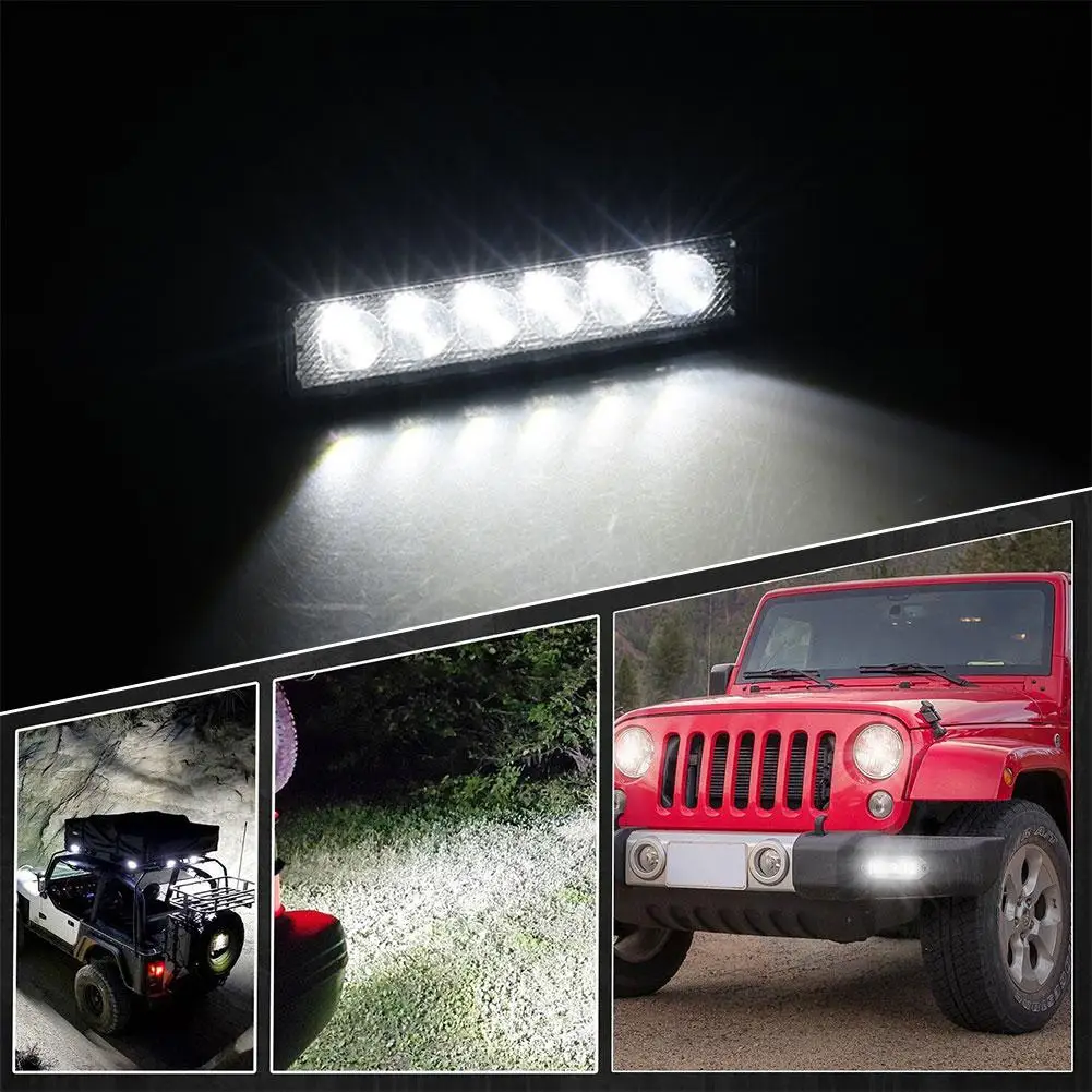 2PCS 6 LED 18W Work Light DRL Car Offroad High Brightness Spotlight Headlight Work Light Night Driving Fog Lamp 12V