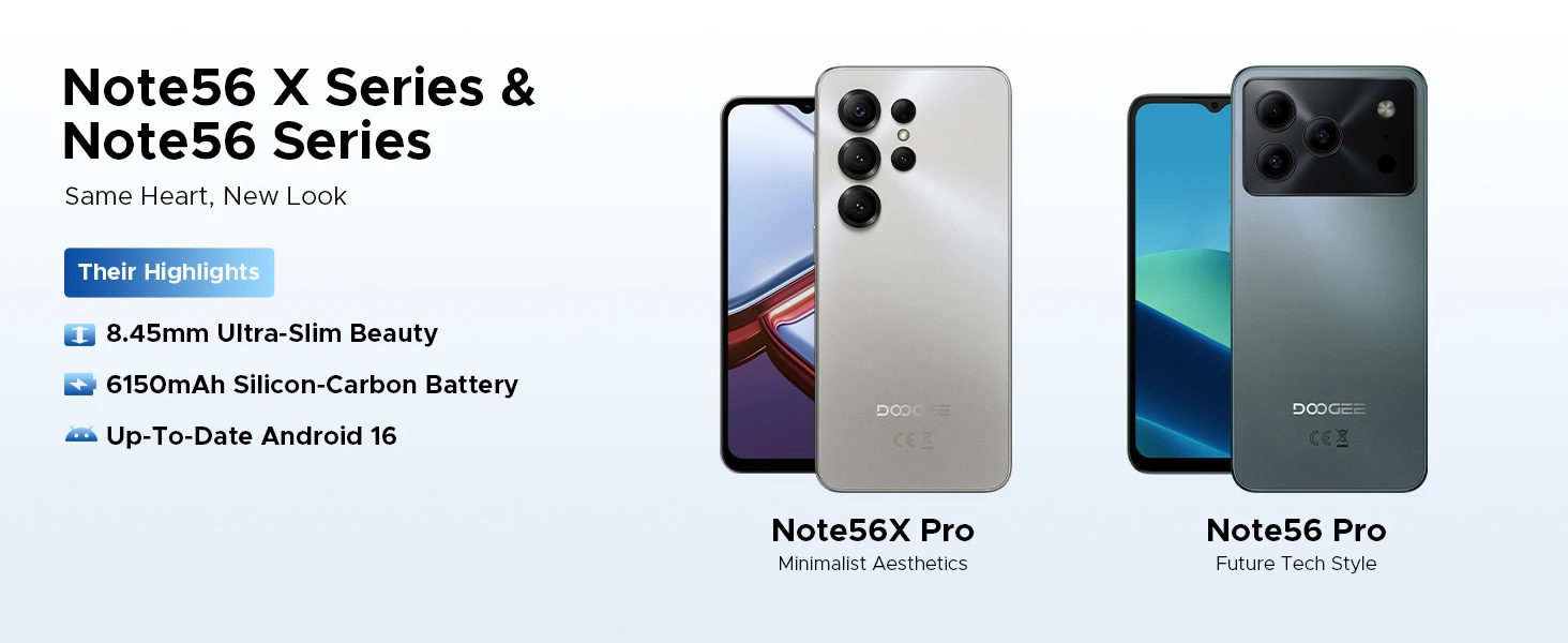 Global Version DOOGEE Note56X Pro Smartphone Android 16 Gemini AI 6150mAh Battery 6.56'' Display Widevine L1 Mobile Phone NFC