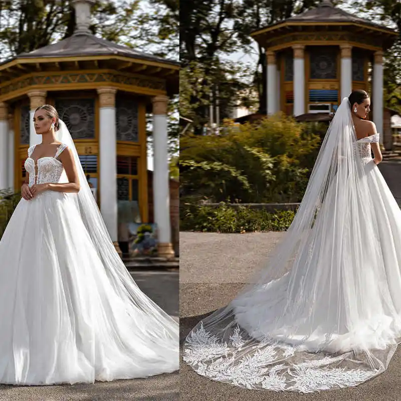 

Elegant Wedding Veils Chapel Length One Layer Appliques Soft Tulle Bridal Veils Custom Made MarrigeWedding Accessories