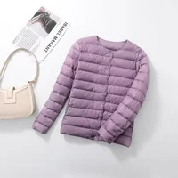 New Female Light Down Coat Women Liner Duck Down Jacket O-neck Variable V-neck 2024 Fall Collarless Light Quilted Puffer Coat 4