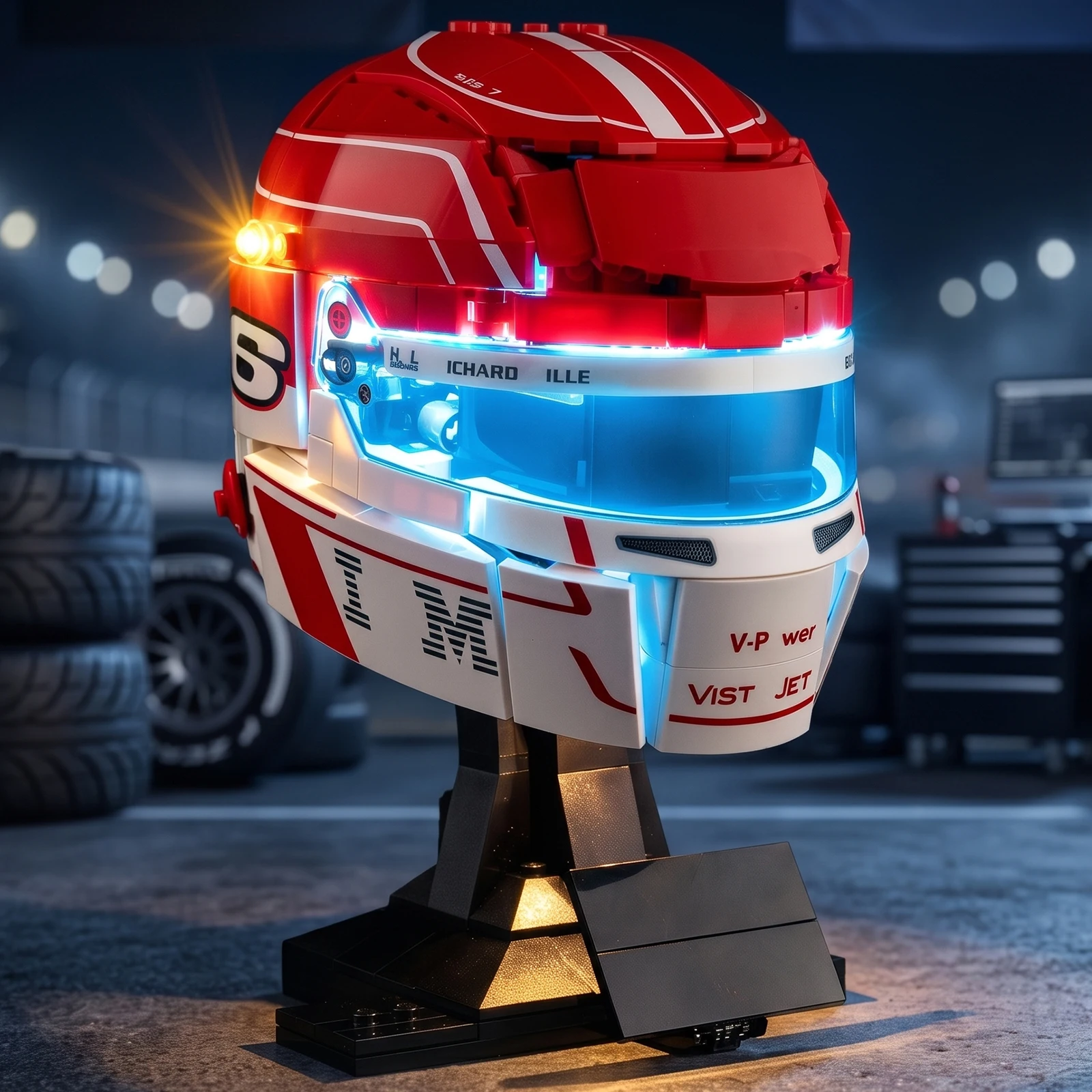 Kyglaring LED-Licht-Set geeignet für Lego Scuderia Ferrari HP Charles Leclerc Helm 43014 Bausteine