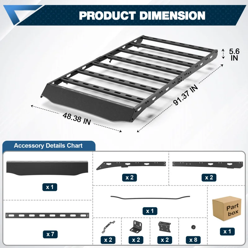 High Quality Carbon Steel Roof Rack Cargo Luggage Storage Holder Fit 4Runner 2003-2009 Double Cab Crew Cab 4 Only