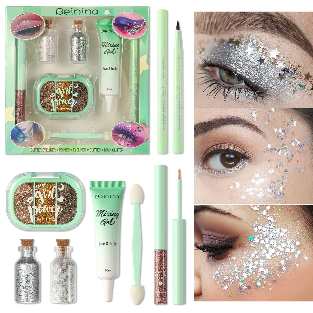 스팽글 글리터 젤 세트 아이라이너 펜슬 브라이트닝 리퀴드 아이섀도 하이라이터 파티 축제 무대 메이크업 화장품