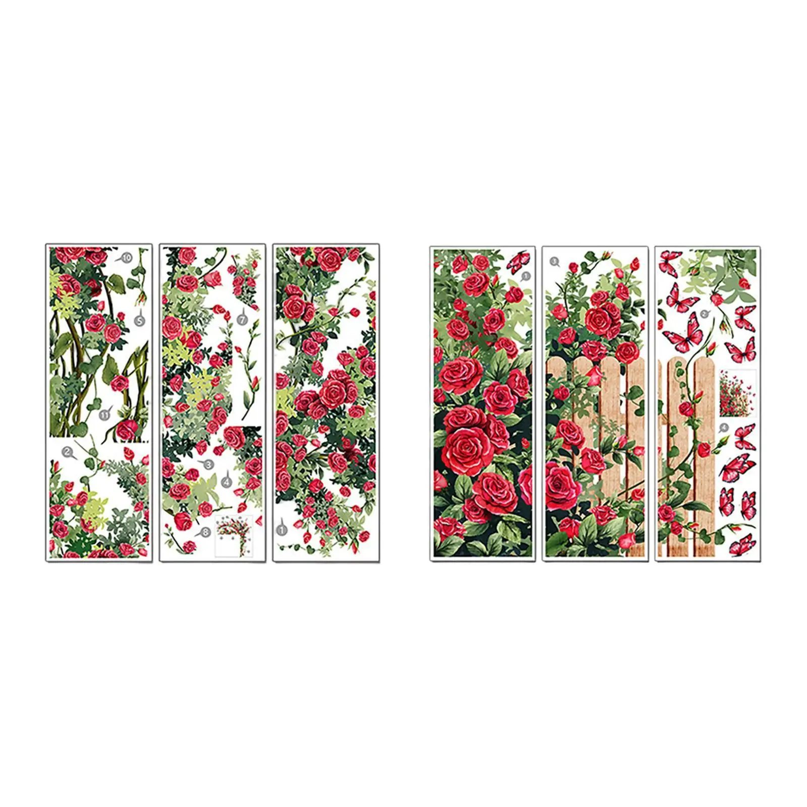 3 조각 장미 벽 스티커 사진 소품 배경 꽃 예술 장식 벽 데칼 거실 침실 보육 홈 오피스