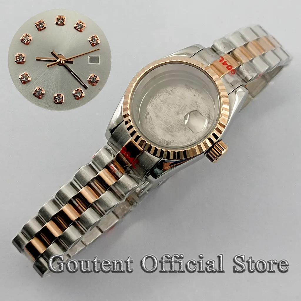 Goutent 26mm Sapphire Glass Silver Golden Rose Gold Watch Case With Dial Hands Fit NH05 NH06 Movement