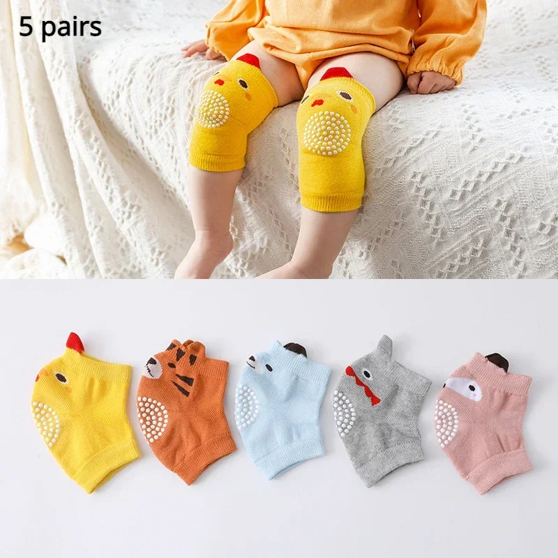 5 Pairs Kid Leging Kneecaps 0-3 Years Cotton Baby Knee Pad Anti-slip Knee Pads Girl Boy Newborn Protector Crawling Elbow Cushion