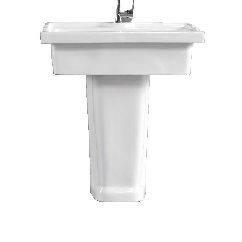 Balcony column laundry pool with rubbing board Outdoor integrated ceramic basin Household floor type simple size laundry tank