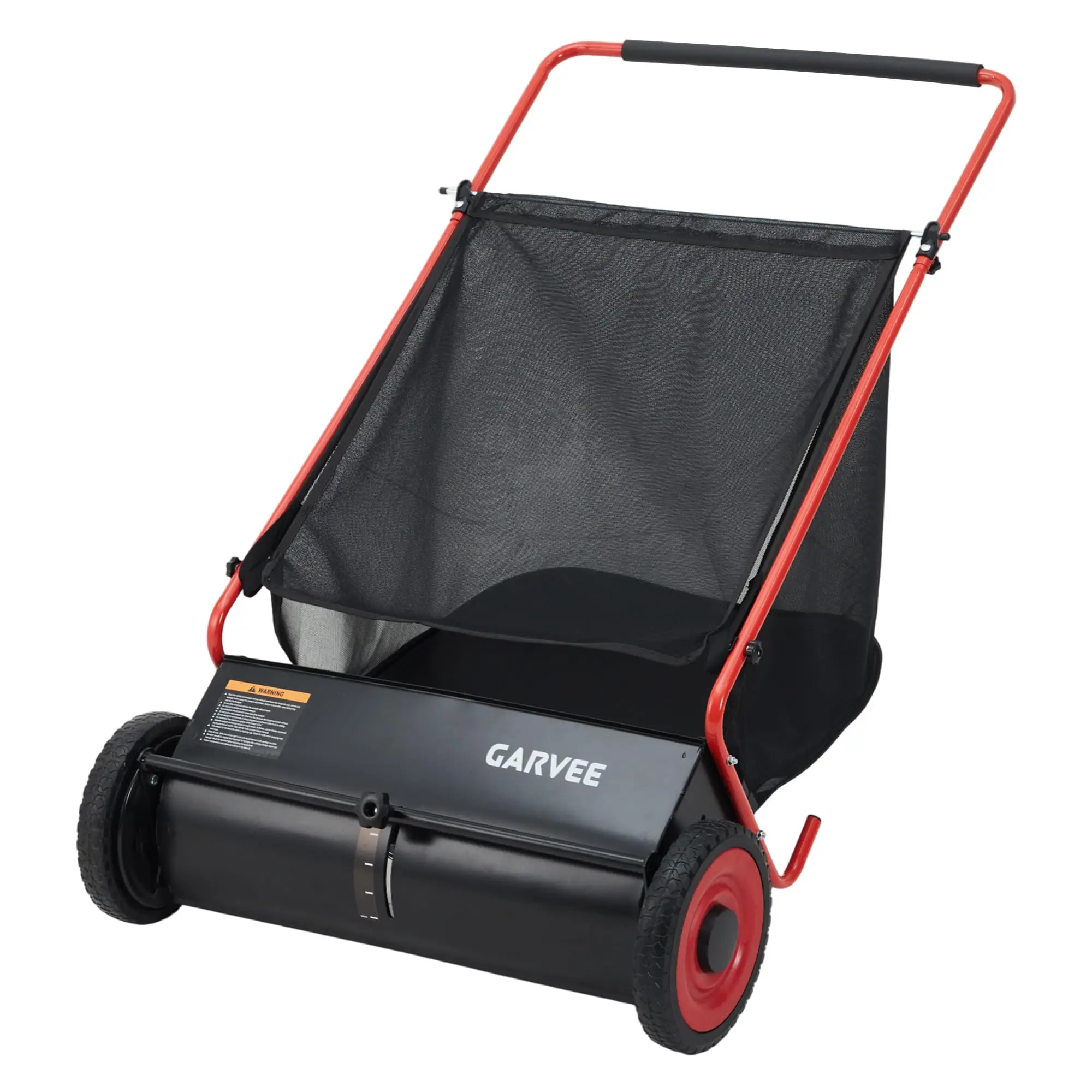 Efficient Yard Cleanup Push Lawn Sweeper 26-Inch Wide 7 Cu. ft. Grasshopper 4 Spinning Brushes Adjustable Height Durable Steel Frame Rubber Tires Leaf And Grass Collector