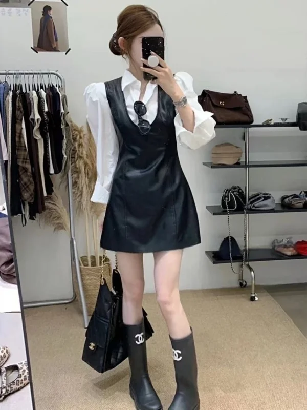 한국 슬레 버블 스웨트 베스트 스커트 세트 가을 신상 여성 패션 하이웨이스트 마이크로 스트레치 투피스 의상