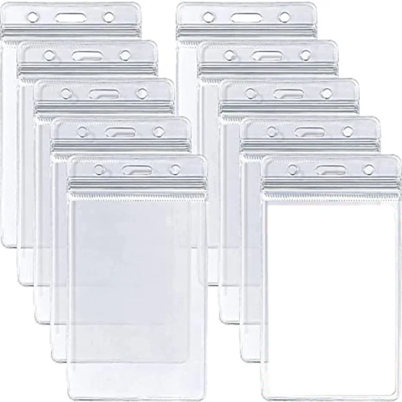 10Pcs/lot Vertical Transparent Vinyl Plastic Clears ID Card Bag Case Badge Holder Accessories Vertical ID Card Badge Holders