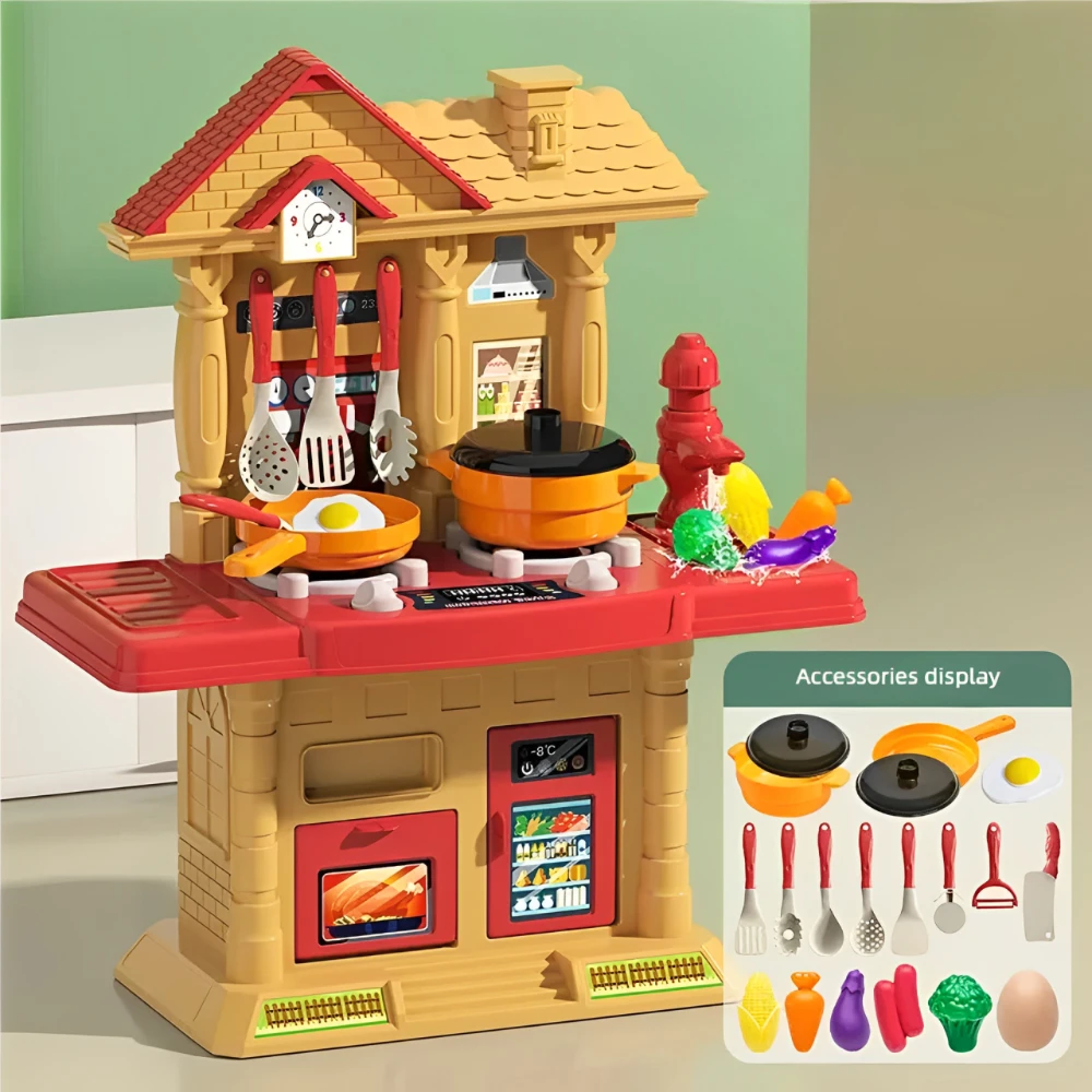 WizKidz Toy Kitchen Set for Boys and Girls with Realistic Lights and Sounds Simulated Food Cooking Stove Sprayer and Toy Sink