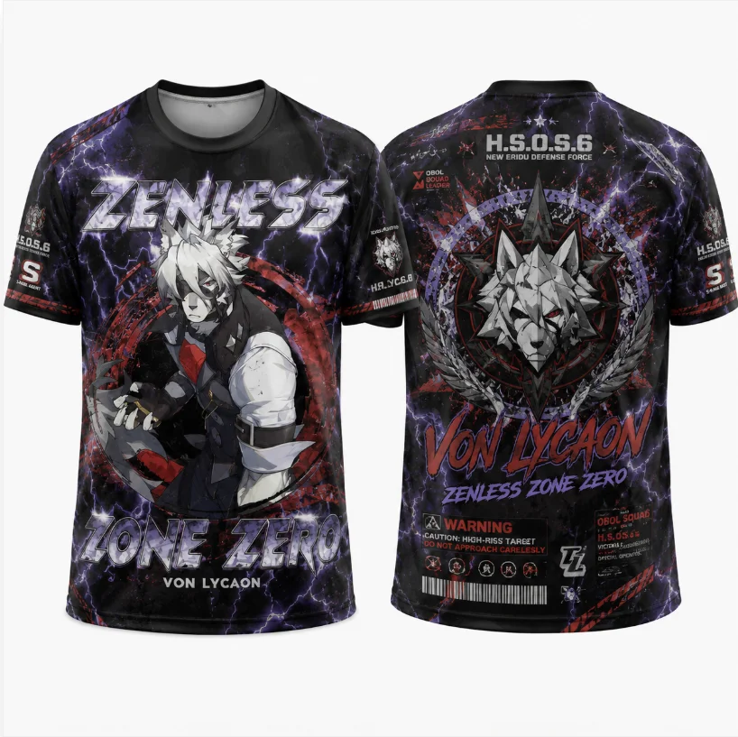 Zenless Zone Zero Game Anime Short-sleeved Full-pattern Breathable T-shirt for Both Men and Women, Suitable for Harajuku