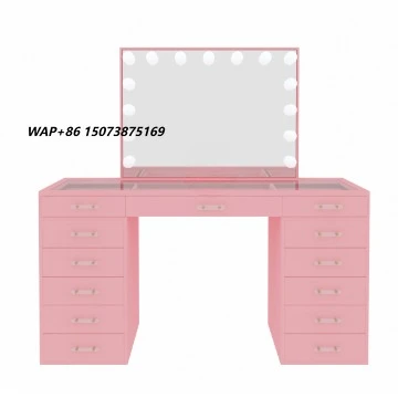 Best-Selling New Modern Furniture Equipped with Bluetooth Speaker Pink Dressing Desk with LED Illuminated Makeup Vanity Table