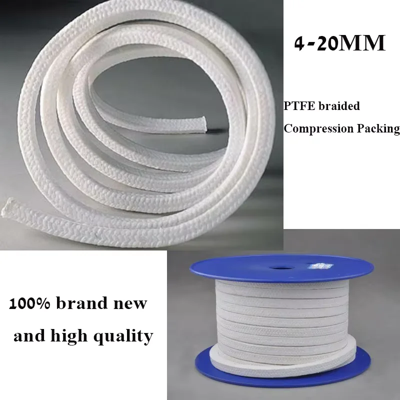 NEW 0.5/1/2m 4-20MM PTFE Braided Compression Packing Acrylic Fiber Packing PTFE Filled Gland Rope Gland Packing