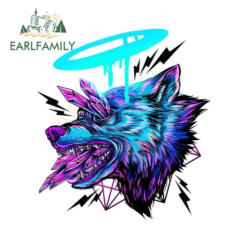 EARLFAMILY 13cm x 11.7cm For Crystal Wolf Car Stickers Windows Decal Interesting Scratch-Proof Waterproof Graffiti Decoration