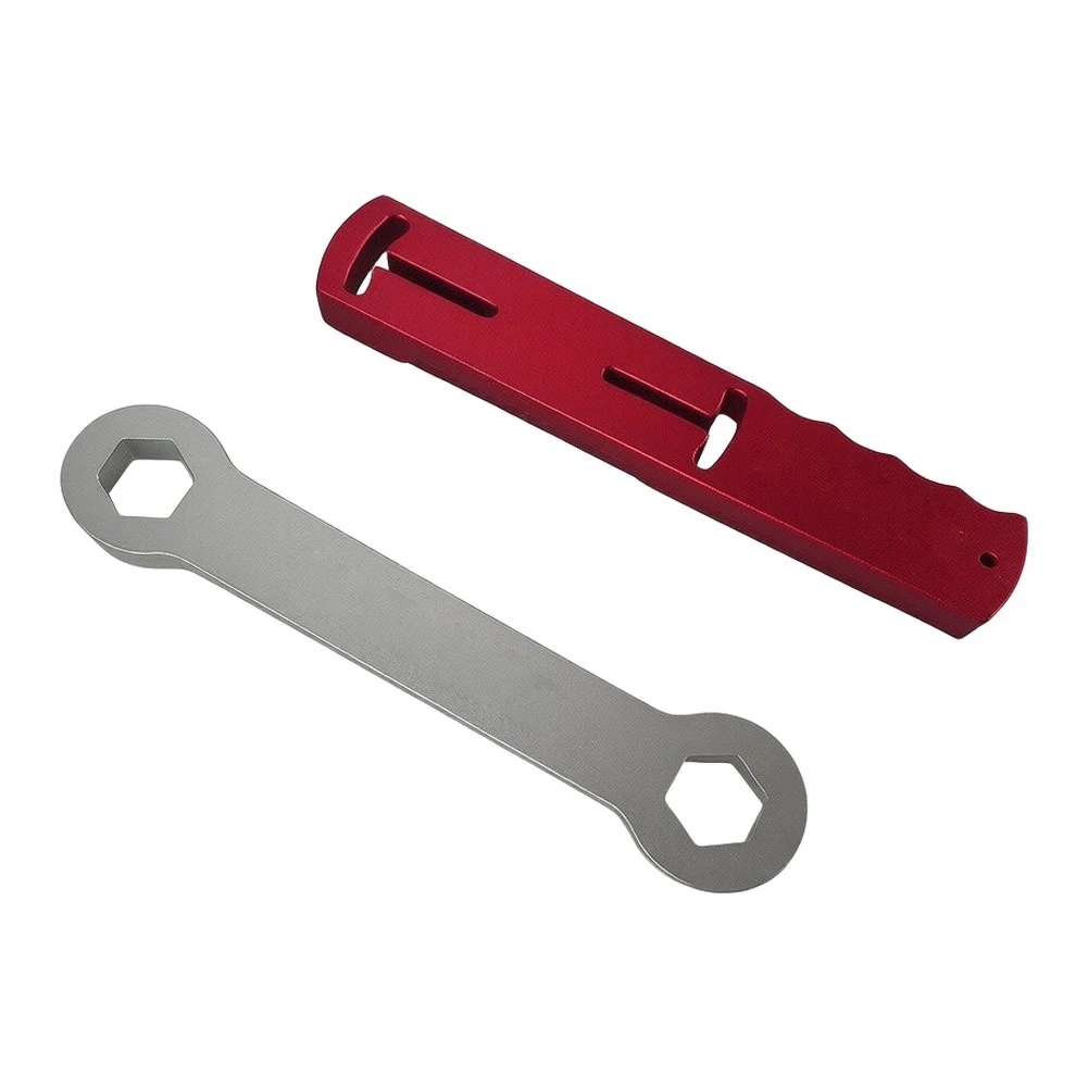 Llave de aluminio 2 en 1 para drenaje y tuerca de carcasa, llave para tapa de clorador, herramienta para mantenimiento, limpieza y preparación para el invierno de filtros de piscina