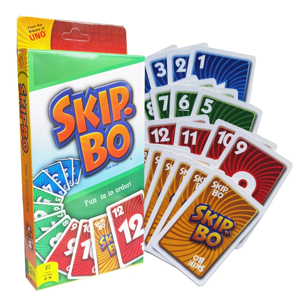 Mattel Games UNO:SKIP BO Card Game Multiplayer UNO Card Game Family Party Games Toys Kids Christmas Toy Gift