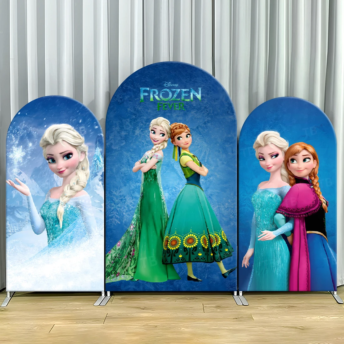 

TB Disney Frozen Princess Elsa & Anna Arch Backdrop Cover for Girl's Birthday Party Decor Photo Background Wall Baby Shower Prop
