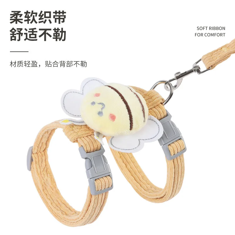 Little Bee Cat Traction Rope Prevents Breaking Free and Goes Out on A Leash Cat Rope I-shaped Adjustable Chest and Back