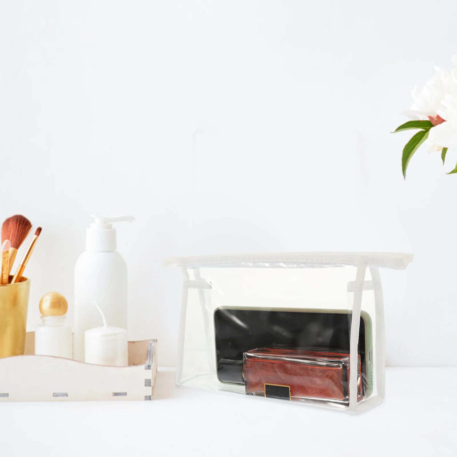 

4Pcs Portable Cosmetics Bag Transparent Makeup Organizer Travel Toiletry Pouch Durable Zipper Storage for Cosmetics Keys Cards