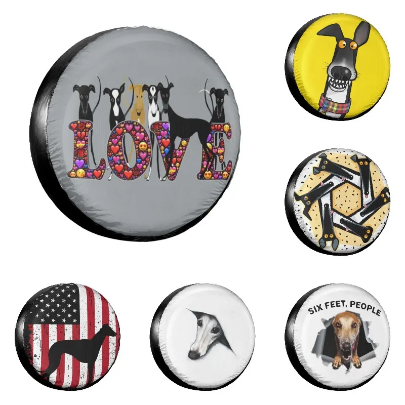 Love Hounds Spare Tire Cover Case Bag Pouch Greyhound Whippet Sighthound Dog Wheel Covers 14