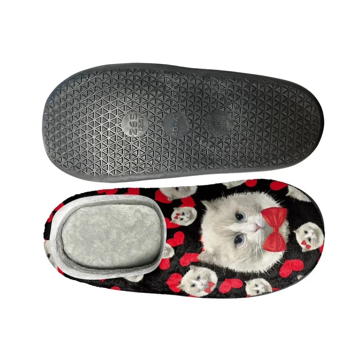 Funny Cat Design Men Indoor Cotton Slippers Autumn Winter Non-Slip Floor Shoes Print On Demand Home Women's Slides for Bedroom
