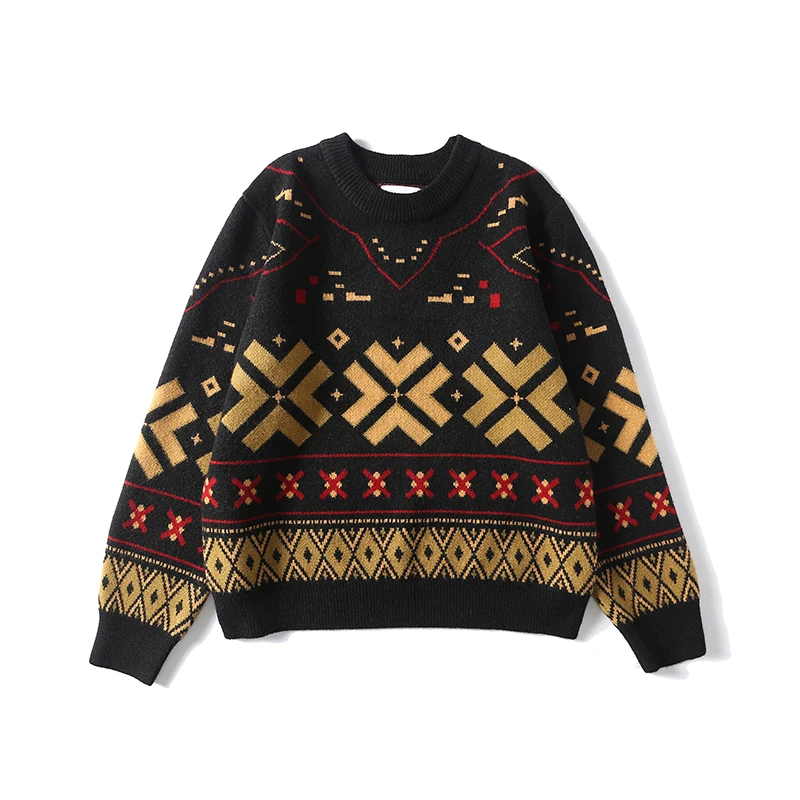 

Japanese vintage heavy vintage jacquard sweater for men and women