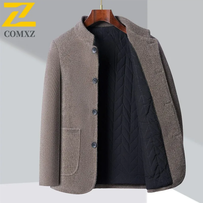 

Winter Men Chenille Jacket 2025 Stand Collar Premium Business Casual Wool Blend Coat High End Fashion Warm Classic TrenchCoat