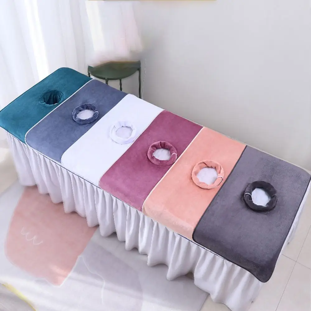 New Soft Cotton Massage Facial Towel 40x80cm Thickened Spa Salon Towel with Hole Breathable Headrest Pads for Salon SPA
