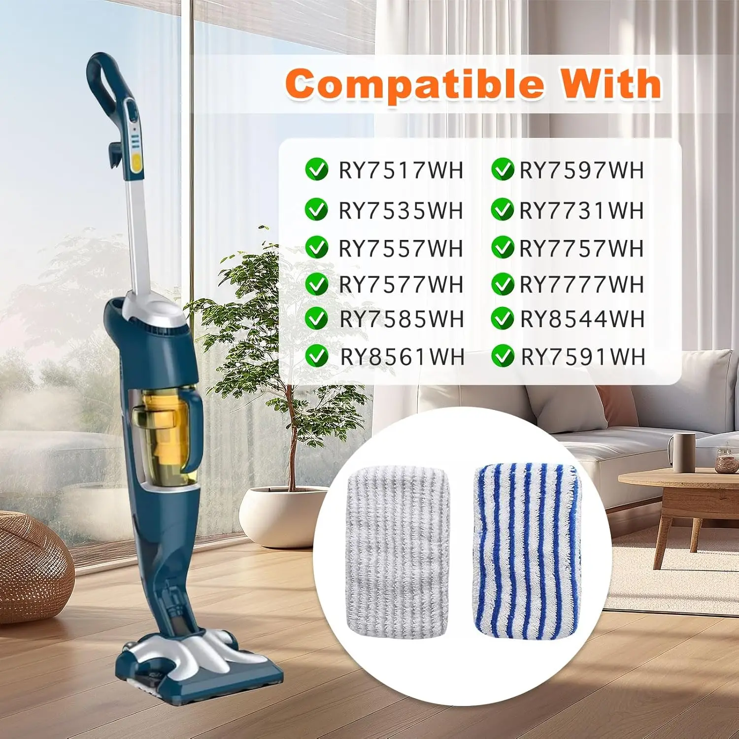 Microfiber Cloths for Rowenta Clean & Steam ZR850002 ZR005801 ZR005804, Washable Microfibre Pads for Rowenta RY7xxx RY8xxx