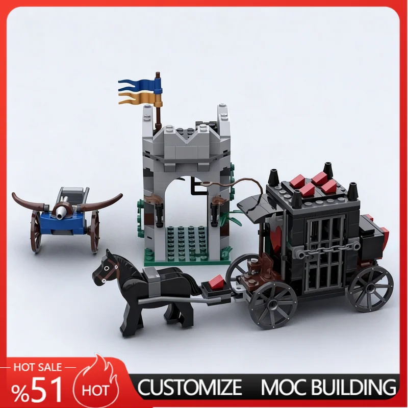 

NEW 232 PCS Medieval Castle Gold Getaway Model Creative MOC Building Blocks DIY Assembly Educational Toy For funs And Collectors