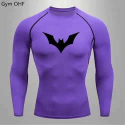 Men's Sun Protection Second Skin Breathable Compression Shirt Long Sleeve T-Shirt Quick Dry Rashgarda Tops Sports Man 2099 Bat