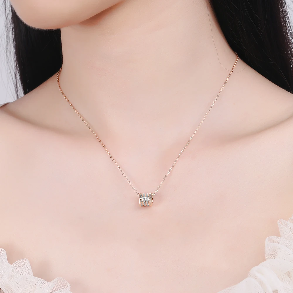 1.6cttw D Color Moissanite Necklace Pendant for Women 925 Silver 3mm Simulated Full Diamond Ball-shaped Neck Chain Charm Jewelry