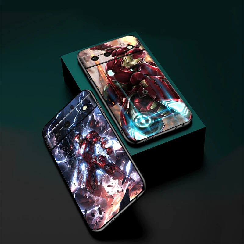 Marvel Iron Man Cool For Google Pixel 8 7A 7 6A 6 5A 5 4 4A XL 5G Black Silicon Shockproof Shell Soft Phone Case