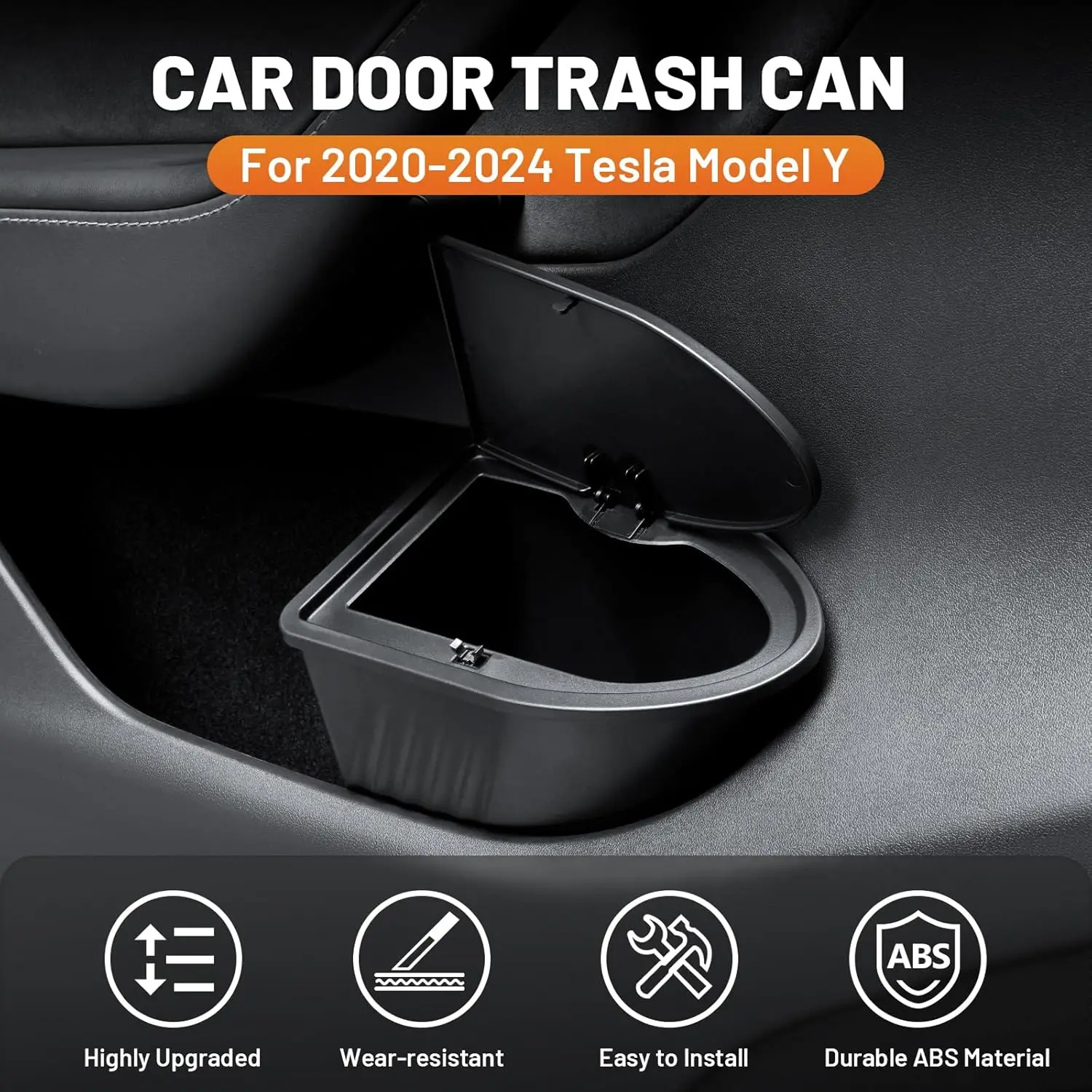 2PCS Door Trash Can for Tesla Model Y 2017-2024 Door Storage Box Organizer Interior Storage Garbage Can Bin Accessories