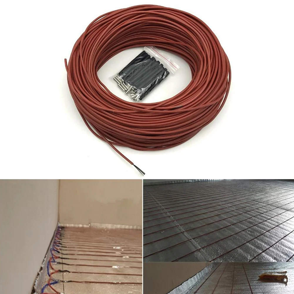 12K Floor Heating Cable 33ohm/m Carbon Fiber Heating Wire Heating Wire Coil 200 Degrees Celsius Limit Silicone Rubber Cable image 6