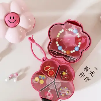 Roztomilá květinová přenosná lékárnička s pěti přihrádkami, uzavřená přenosná úložná krabička na šperky a náušnice 6 nejlepší prodej roztomilá krabička na léky - №3