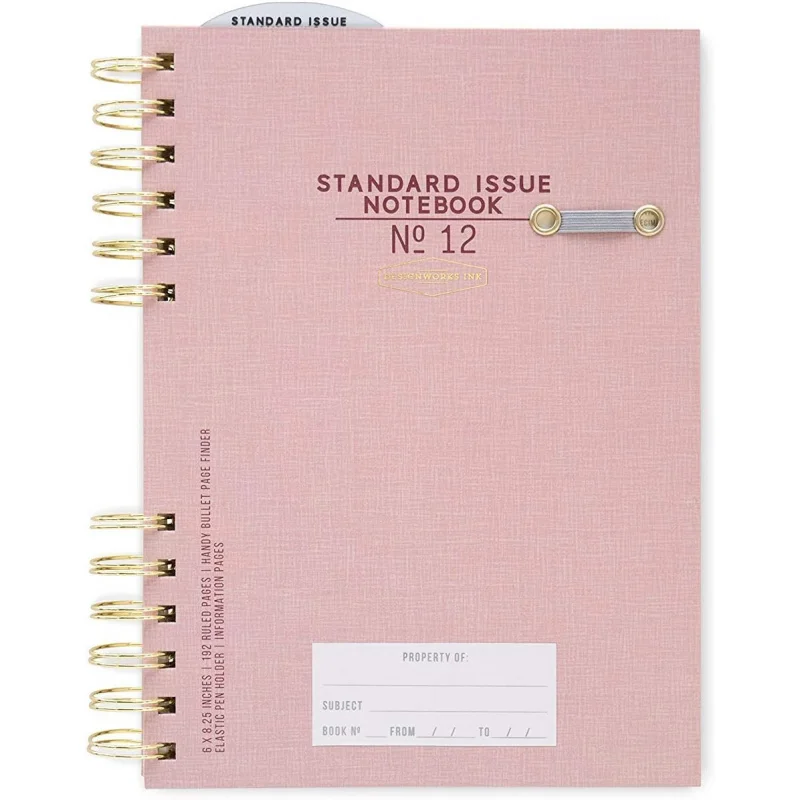 Issue No.12 Dusty Pink Undated Planner Notebook Journal with Lined Pages, Elastic Pen Holder, and Durable Bindi