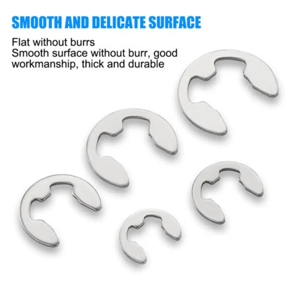120pcs Open retainer E-clips Snap Retaining Circlip Kit Steel E Type Clip Washers 1.5/2/3/4/5/6/7/8/9/10mm